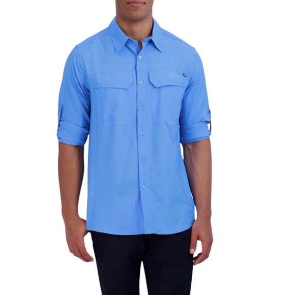 Men's Pacific Trail XL Button Front Shirt Blue Rolled Long / Short Sleeve NWT - Picture 3 of 10